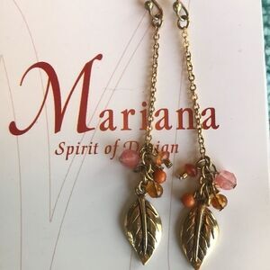 Mariana Gold Feather Drop Earrings!!